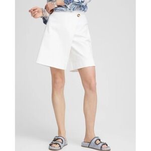 Chico's‎ Size 2 Bi-Stretch White Faux Wrap Pull-on Skort Women's Size 12 NEW